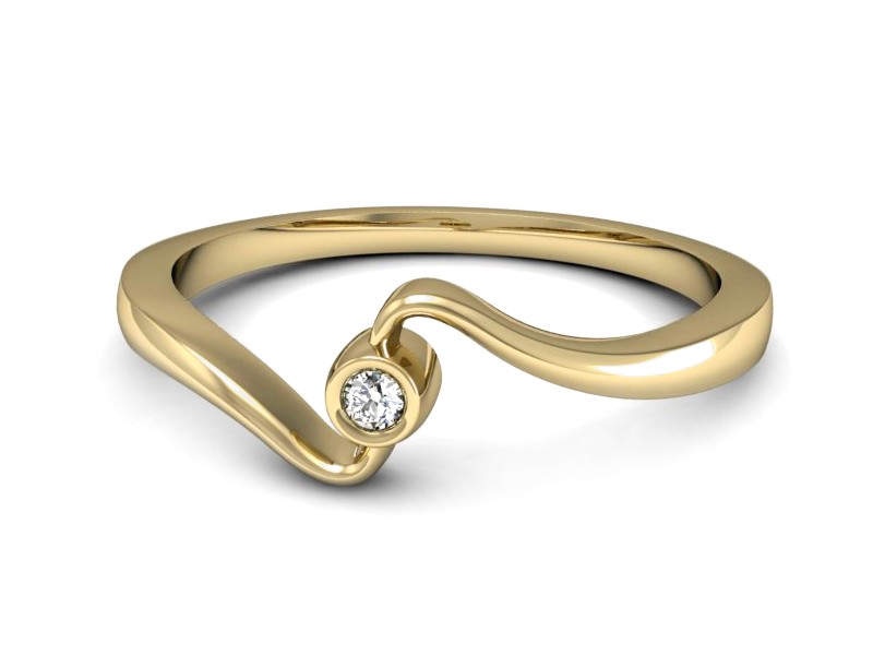 Złoty pierścionek z brylantem żółte złoto - P15233z — zdjęcie 2