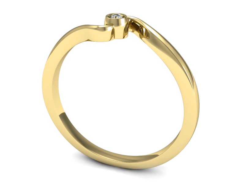 Złoty pierścionek z brylantem żółte złoto - P15233z — zdjęcie 3