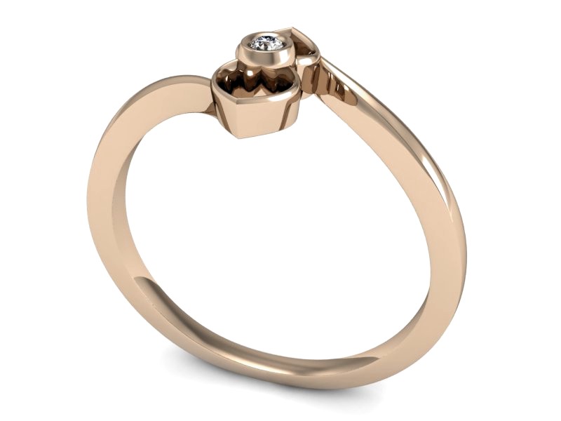 Złoty pierścionek z brylantem różowe złoto - P15234c — zdjęcie 3