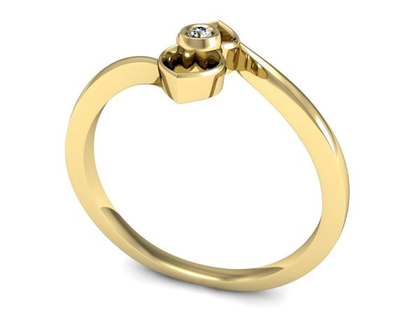 Złoty Pierścionek z brylantem żółte złoto 585 - P15234z