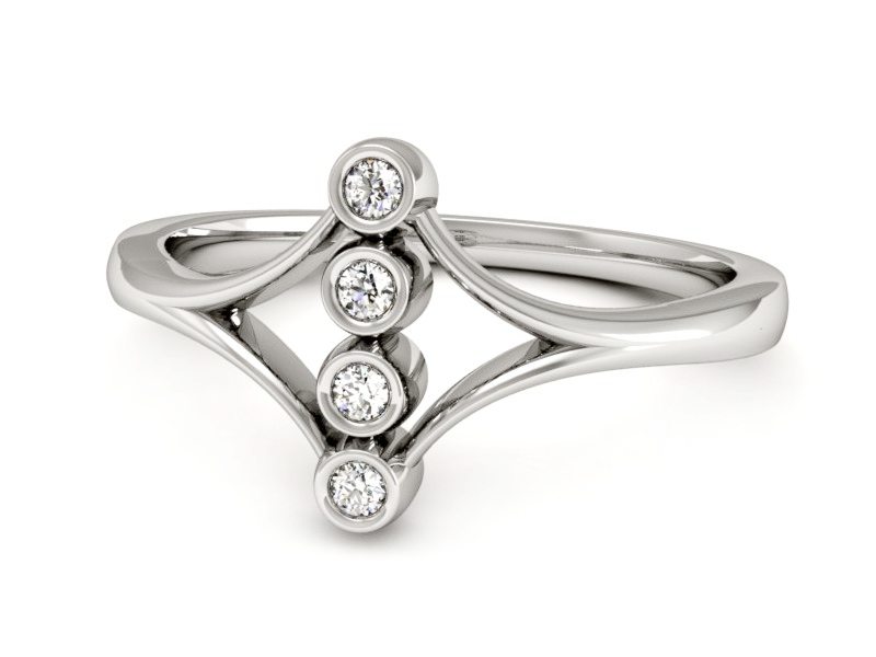 Złoty pierścionek z brylantami białe złoto - P15235b — zdjęcie 2