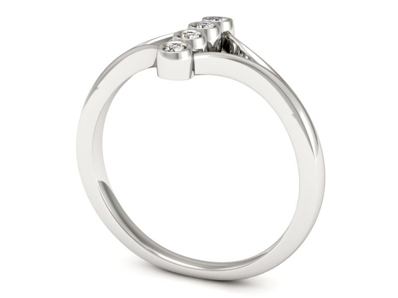 Złoty pierścionek z brylantami białe złoto - P15235b — zdjęcie 3