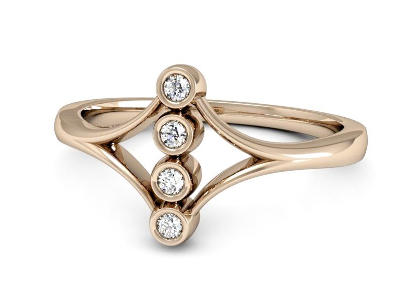 Złoty pierścionek z brylantami różowe złoto - P15235cV — zdjęcie 2