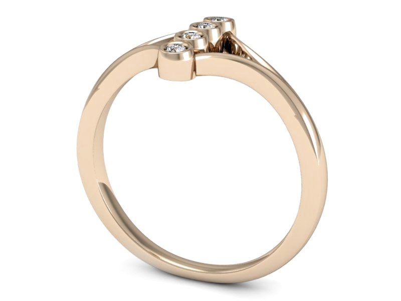 Złoty pierścionek z brylantami różowe złoto - P15235cV — zdjęcie 3