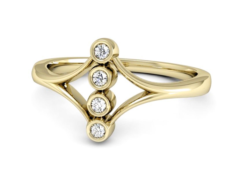 Złoty pierścionek z brylantami żółte złoto - P15235zV — zdjęcie 2