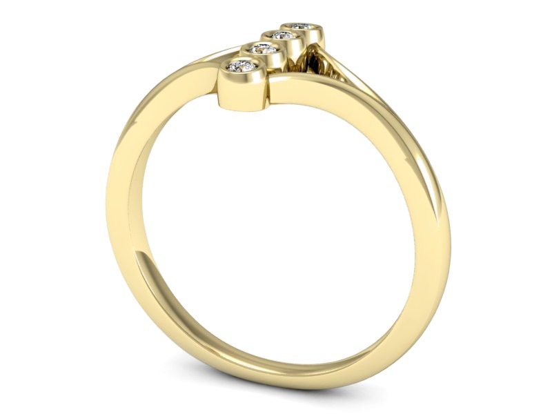 Złoty pierścionek z brylantami żółte złoto - P15235zV — zdjęcie 3