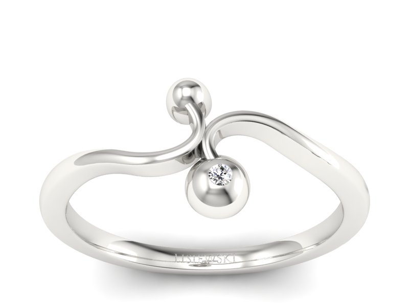 Złoty pierścionek z brylantem białe złoto - P15236b