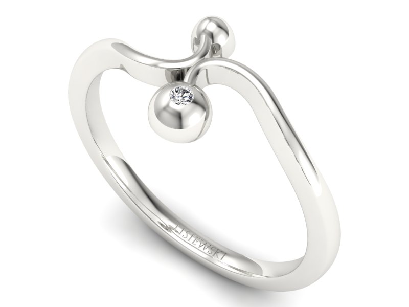 Złoty pierścionek z brylantem białe złoto - P15236b — zdjęcie 3