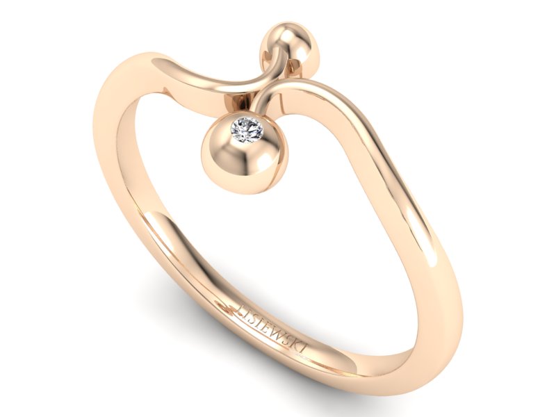 Złoty pierścionek z brylantem różowe złoto - P15236c — zdjęcie 3