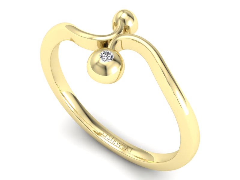 Złoty pierścionek z brylantem żółte złoto - P15236z — zdjęcie 3