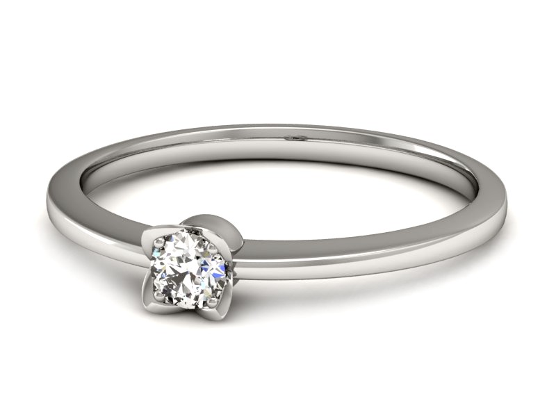 Złoty pierścionek z brylantem białe złoto - P15237b — zdjęcie 2