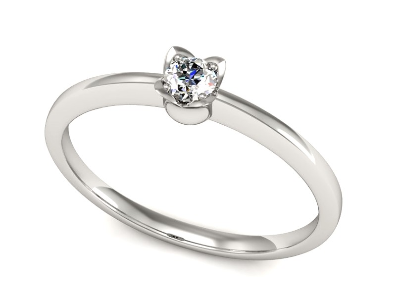 Złoty pierścionek z brylantem białe złoto - P15237b — zdjęcie 3