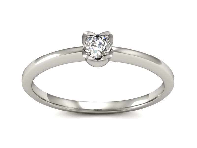 Złoty pierścionek z brylantem białe złoto - P15237bV — zdjęcie 3