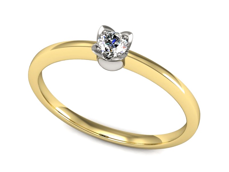 Złoty pierścionek z brylantem żółte złoto - P15237z — zdjęcie 3