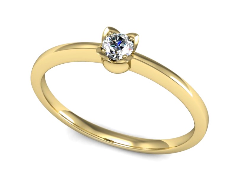 Złoty pierścionek z brylantem żółte złoto - P15237zV