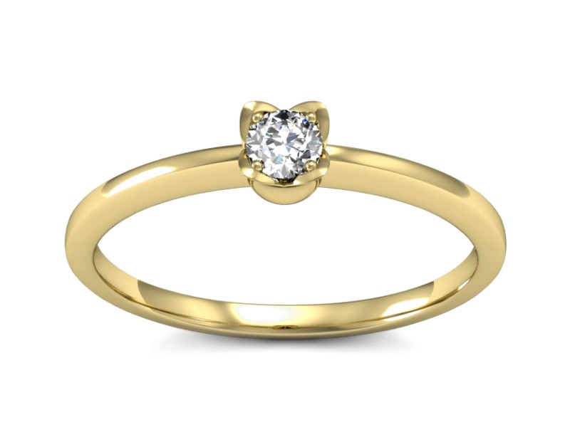 Złoty pierścionek z brylantem żółte złoto - P15237zV — zdjęcie 3