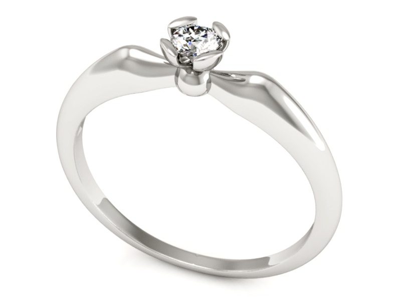 Złoty pierścionek z brylantem białe złoto - P15238b — zdjęcie 3