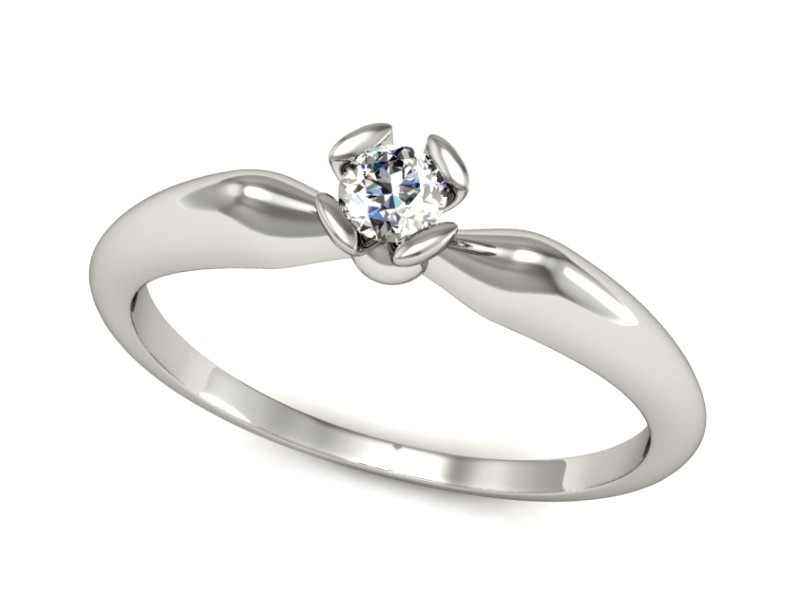 Złoty pierścionek z brylantem białe złoto - P15238bS — zdjęcie 3