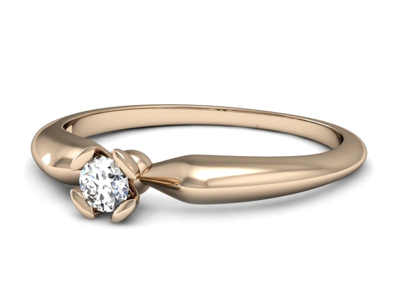 Złoty pierścionek z brylantem różowe złoto - P15238cS — zdjęcie 2