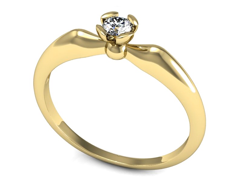 Złoty pierścionek z brylantem żółte złoto - P15238zS — zdjęcie 3