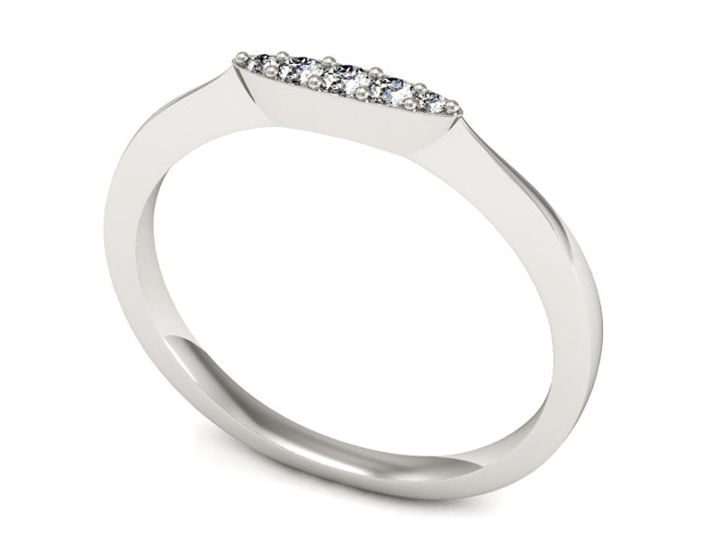 Złoty pierścionek z brylantami białe złoto - P15239b — zdjęcie 3