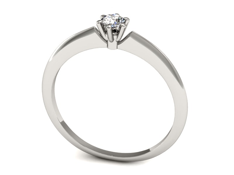 Złoty pierścionek z brylantem białe złoto - P15240b — zdjęcie 3