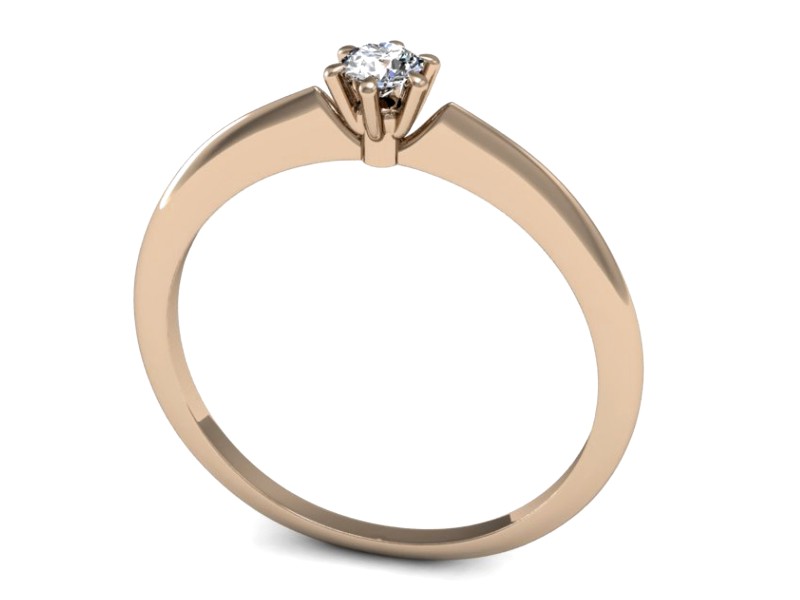 Złoty pierścionek z brylantem różowe złoto - P15240cV — zdjęcie 3