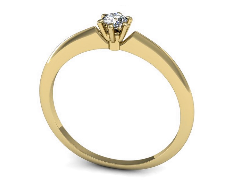 Złoty pierścionek z brylantem żółte złoto - P15240z — zdjęcie 3