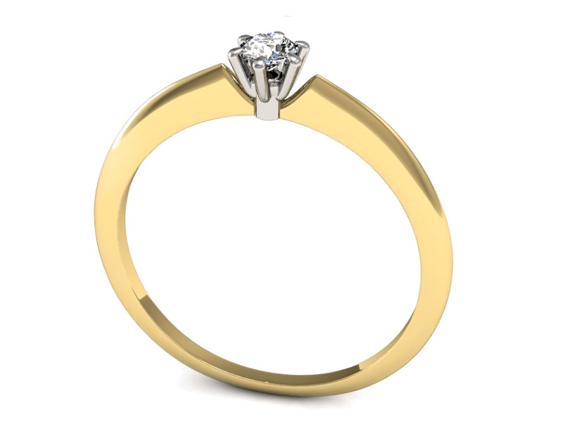 Złoty pierścionek z brylantem żółte i białe złoto - P15240zb — zdjęcie 3