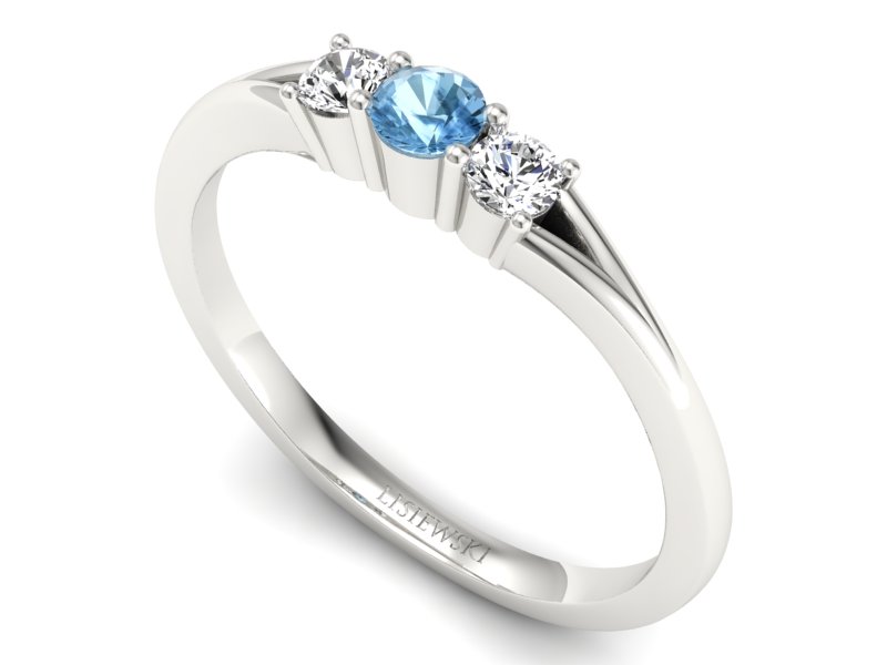 Pierścionek z topazem i brylantami białe złoto - P15241ba — zdjęcie 3