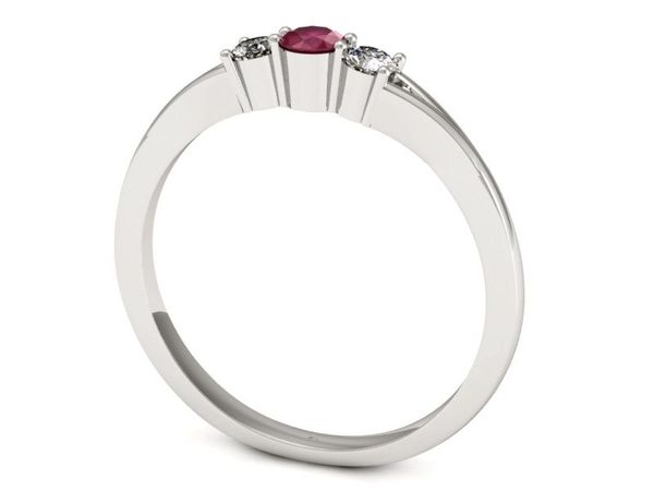 pierścionek z rubinem i brylantami białe złoto - P15241br