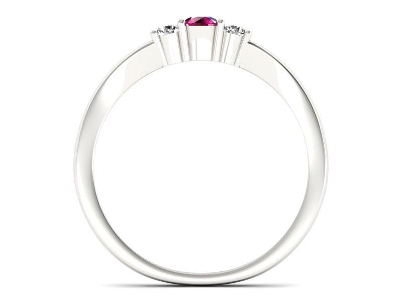 Pierścionek z rubinem i brylantami białe złoto - P15241br — zdjęcie 2