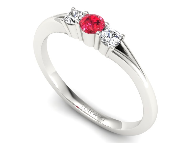 Pierścionek z rubinem i brylantami białe złoto - P15241br1 — zdjęcie 3