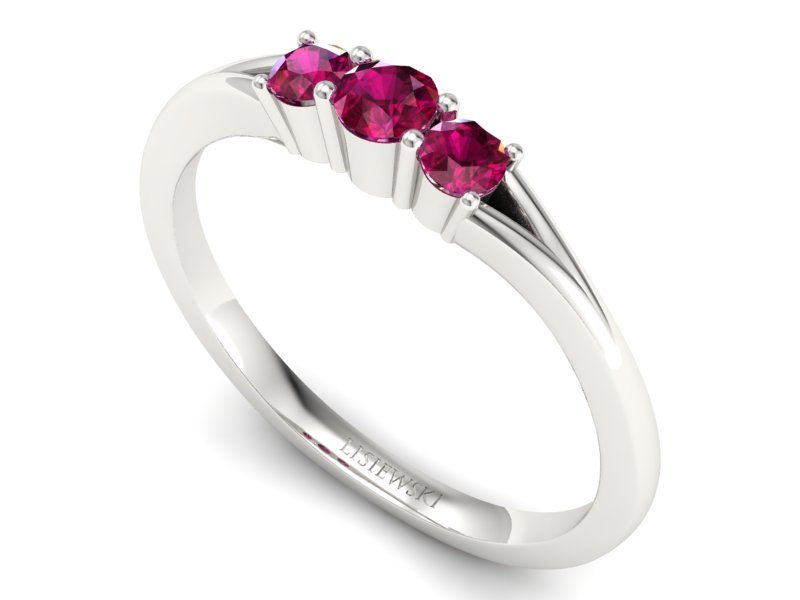 Złoty pierścionek z rubinami białe złoto - P15241brr — zdjęcie 3