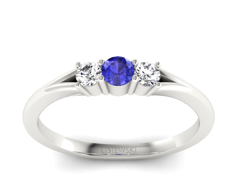 Złoty pierścionek z szafirem i brylantami - P15241bszc