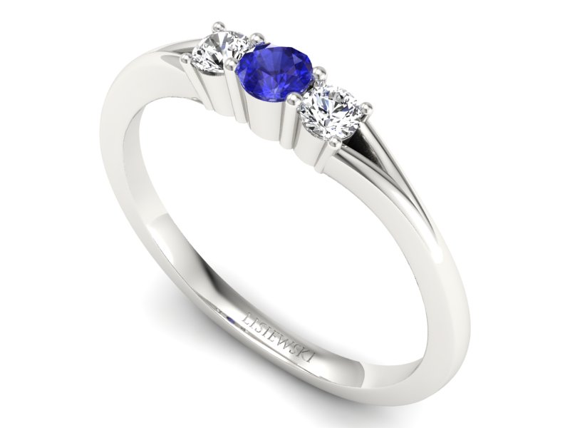 Złoty pierścionek z szafirem i brylantami - P15241bszc — zdjęcie 3