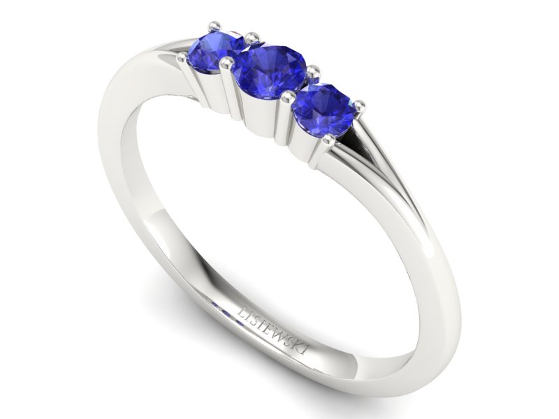 Złoty pierścionek z szafirami białe złoto - P15241bszcc — zdjęcie 3