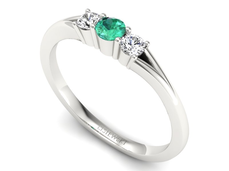 Złoty pierścionek ze szmaragdem i brylantami - P15241bszm — zdjęcie 3