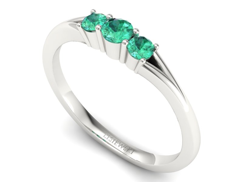 Złoty pierścionek białe złoto ze szmaragdami - P15241bszmm — zdjęcie 3