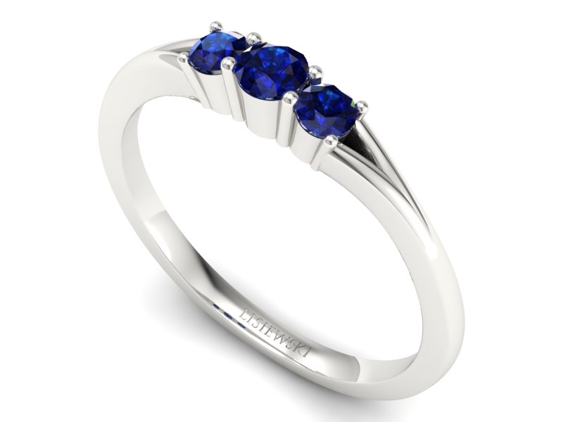 Złoty pierścionek z szafirami białe złoto - P15241bszz — zdjęcie 3