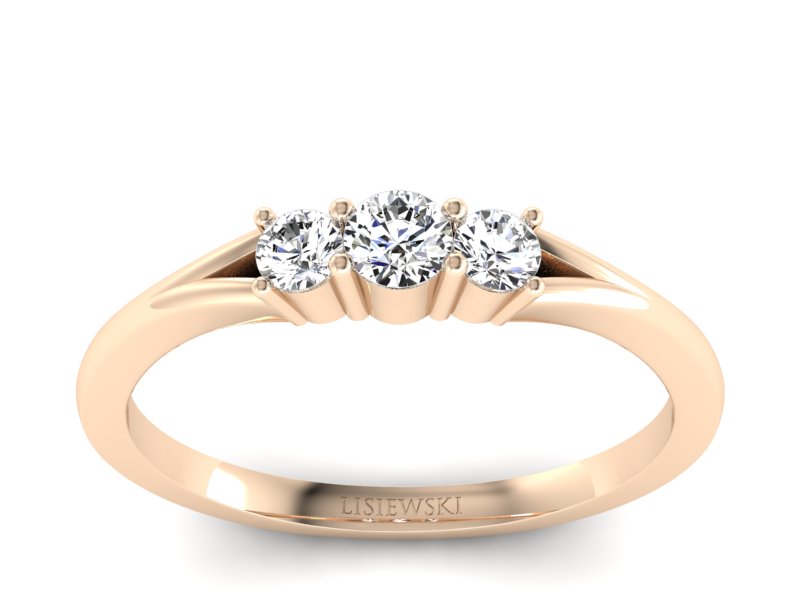 Złoty pierścionek z brylantami różowe złoto - P15241c