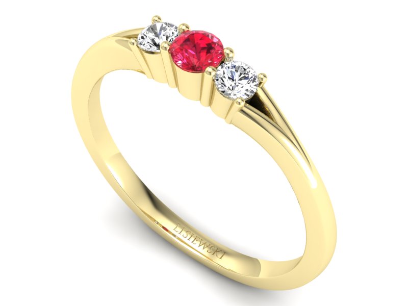 Pierścionek z rubinem i brylantami - P15241zr1 — zdjęcie 3