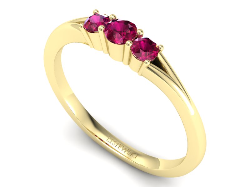 Złoty pierścionek z rubinami żółte złoto - P15241zrr — zdjęcie 3