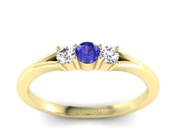 Pierścionek z szafirem i diamentami żółte złoto - P15241zszc