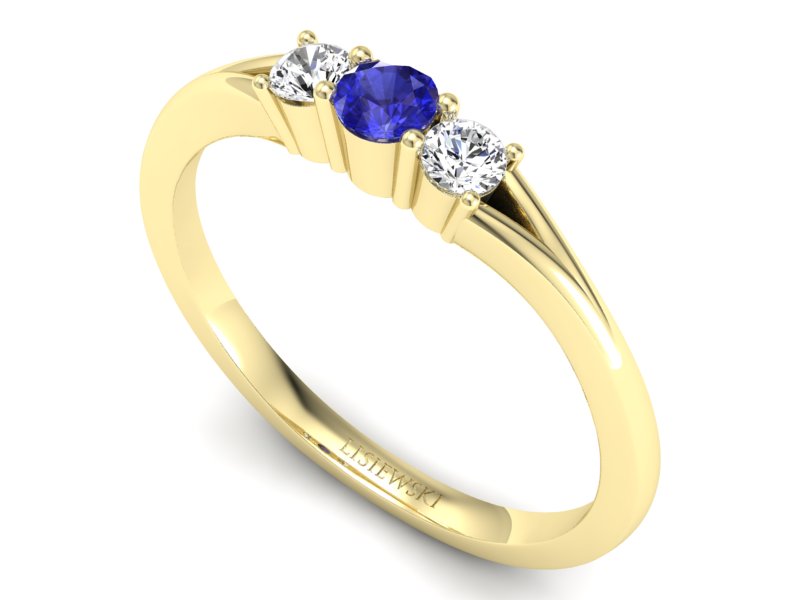 Pierścionek z szafirem i diamentami żółte złoto - P15241zszc — zdjęcie 3