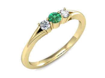 Złoty pierścionek ze szmaragdem i brylantami - P15241zszm - 1