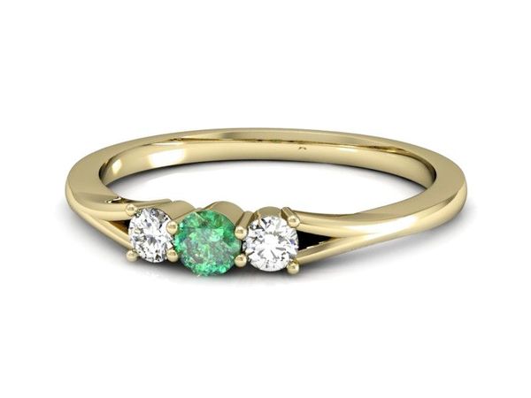 Złoty pierścionek ze szmaragdem i brylantami - P15241zszm