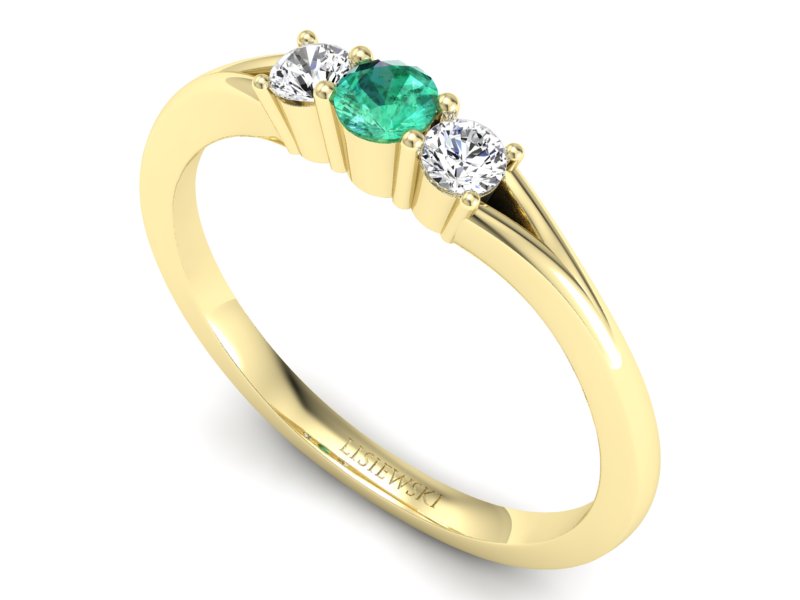 Złoty pierścionek ze szmaragdem i brylantami - P15241zszm — zdjęcie 3