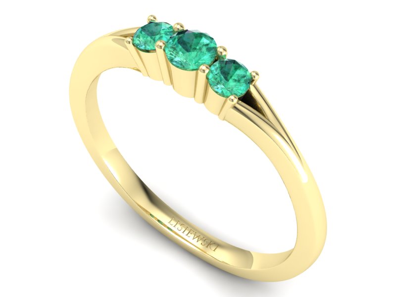 Złoty pierścionek ze szmaragdami żółte złoto - P15241zszmm — zdjęcie 3
