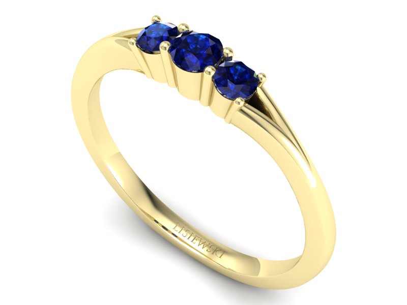 Złoty pierścionek z szafirami żółte złoto - P15241zszz — zdjęcie 3